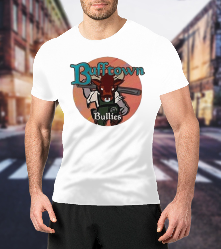 Bufftown Bullies Bull Character Holding Bat T-Shirt