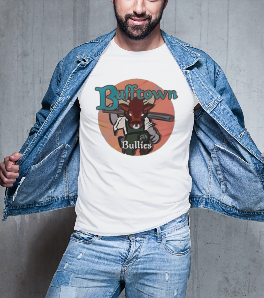 Bufftown Bullies Bull Character Holding Bat T-Shirt
