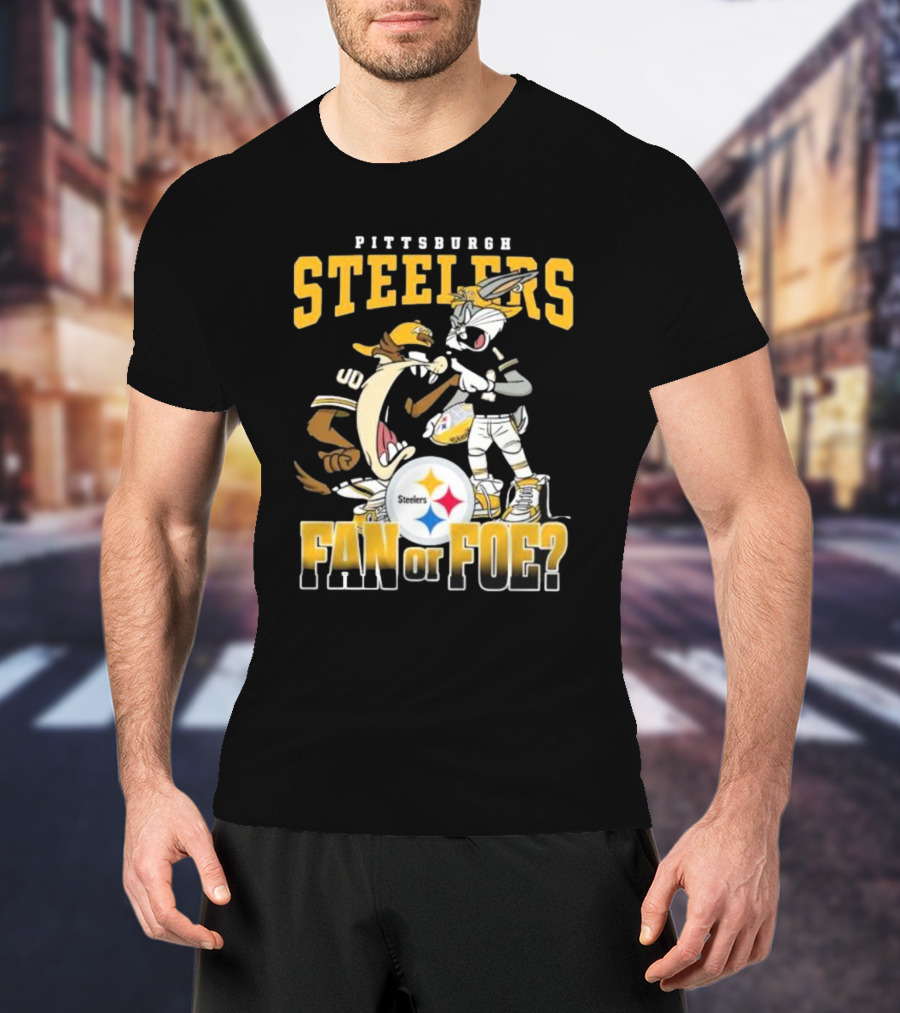 Pittsburgh Steelers Bugs Bunny Taz Fan Or Foe Showdown T-Shirt