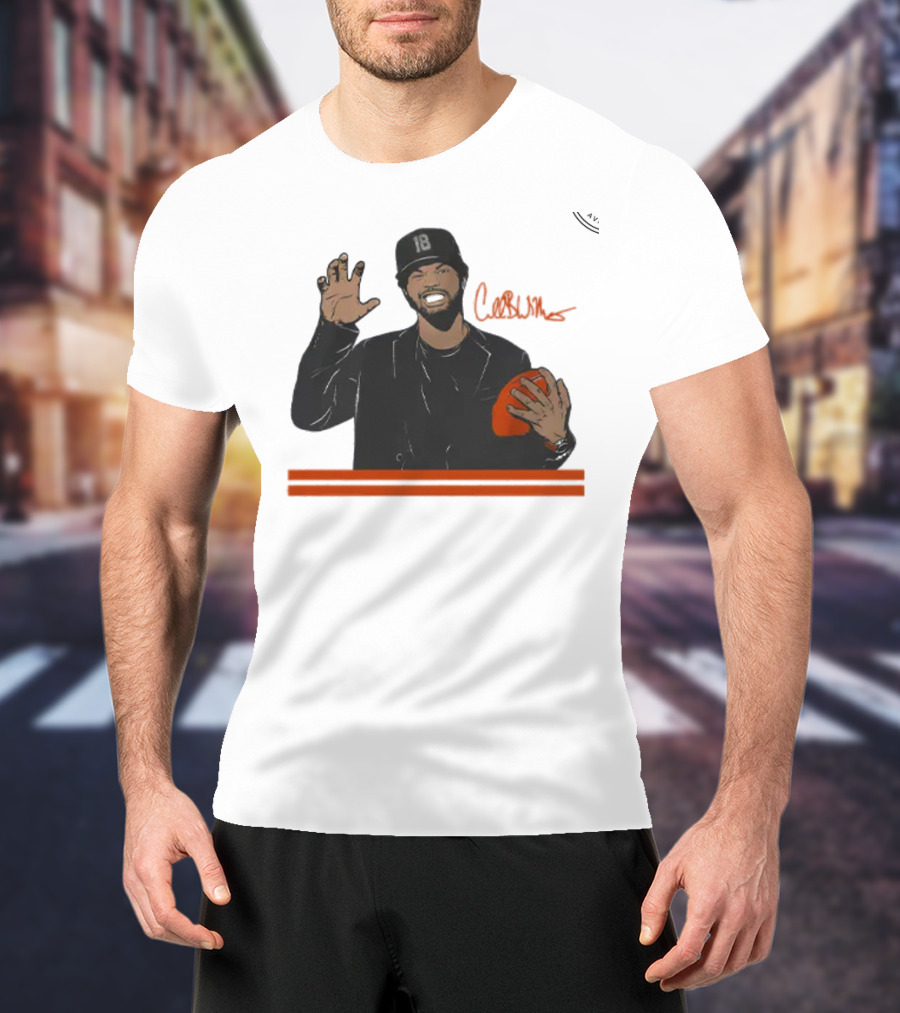 Caleb Williams Claw Pose Signature With Football And Cap Number 18 T-Shirt