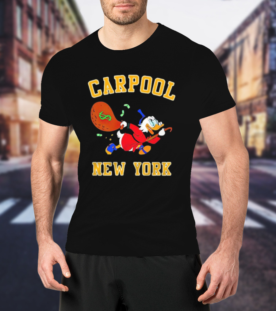 Carpool New York Scrooge McDuck Money Bag T-Shirt