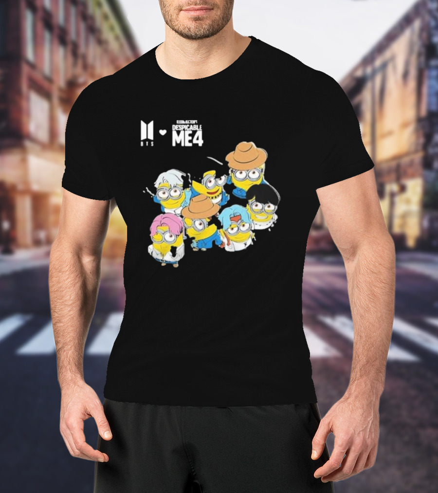 BTS Minions Collaboration Despicable Me 4 Characters Fashion Mashup T-Shirt