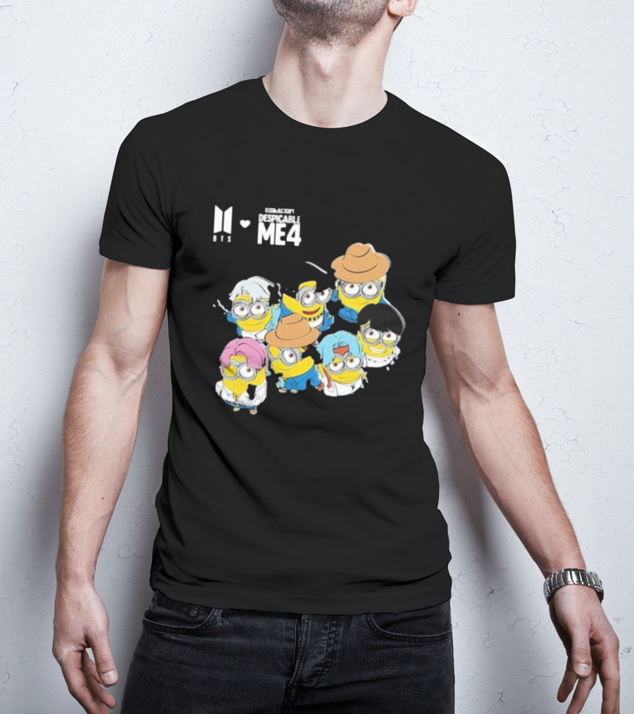 BTS Minions Collaboration Despicable Me 4 Characters Fashion Mashup T-Shirt
