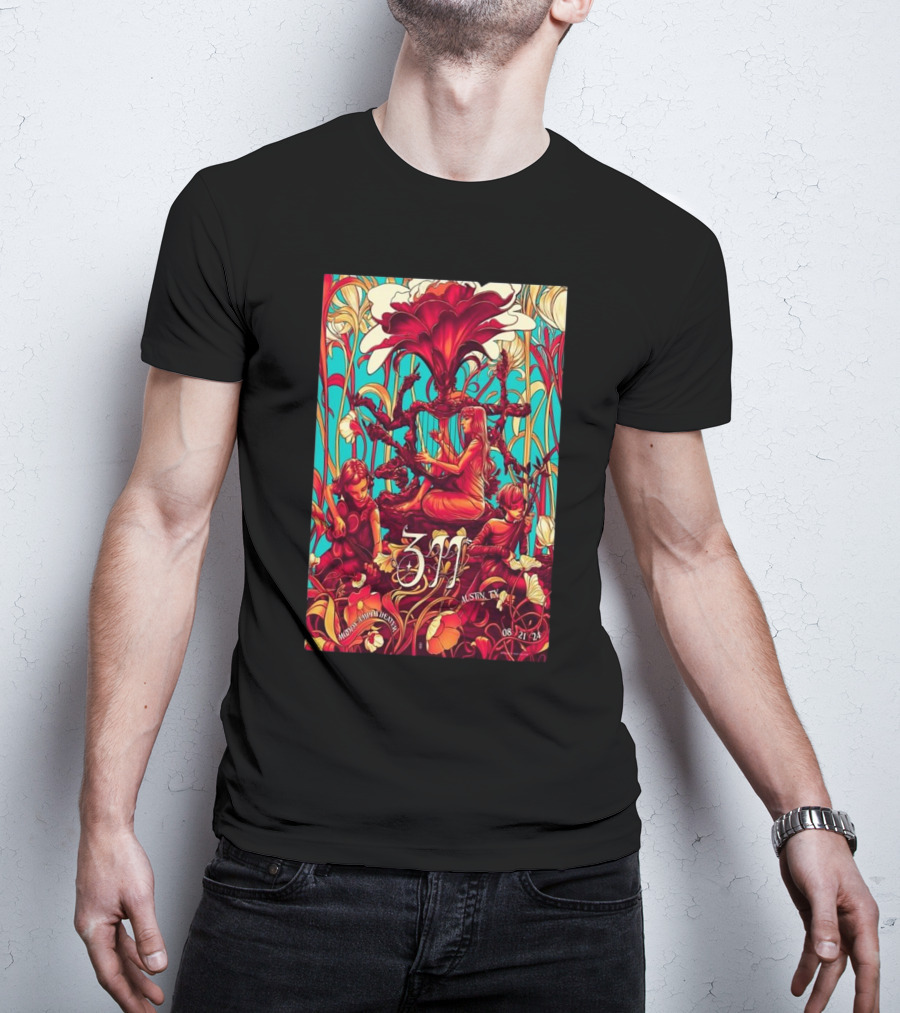 311 Moody Amphitheater Austin TX 08 21 24 Art Nouveau T-Shirt