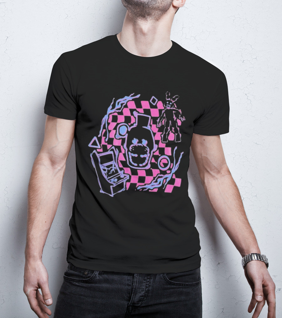 The Shadow Freddy Arcade Nightmare Checkered Phantasm T-Shirt