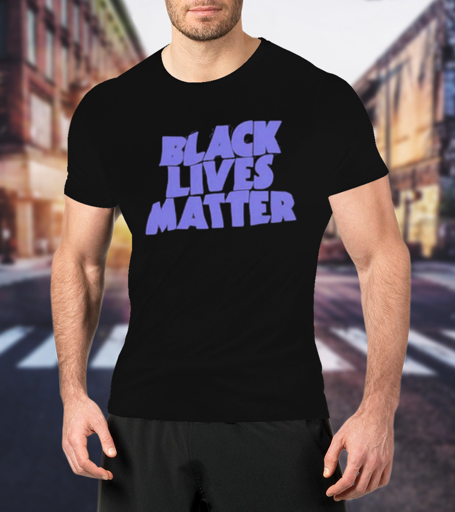 Black Lives Matter Black Tee Simple Blue Text T-Shirt