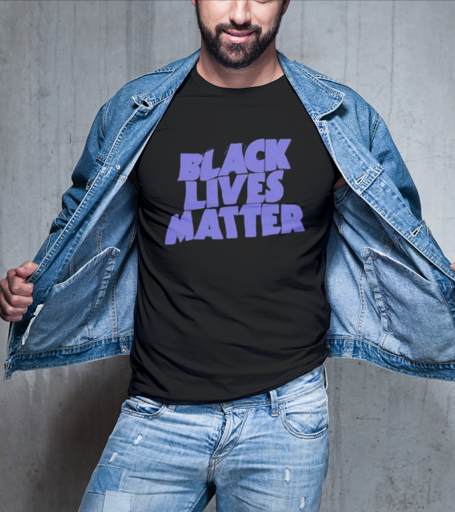 Black Lives Matter Black Tee Simple Blue Text T-Shirt