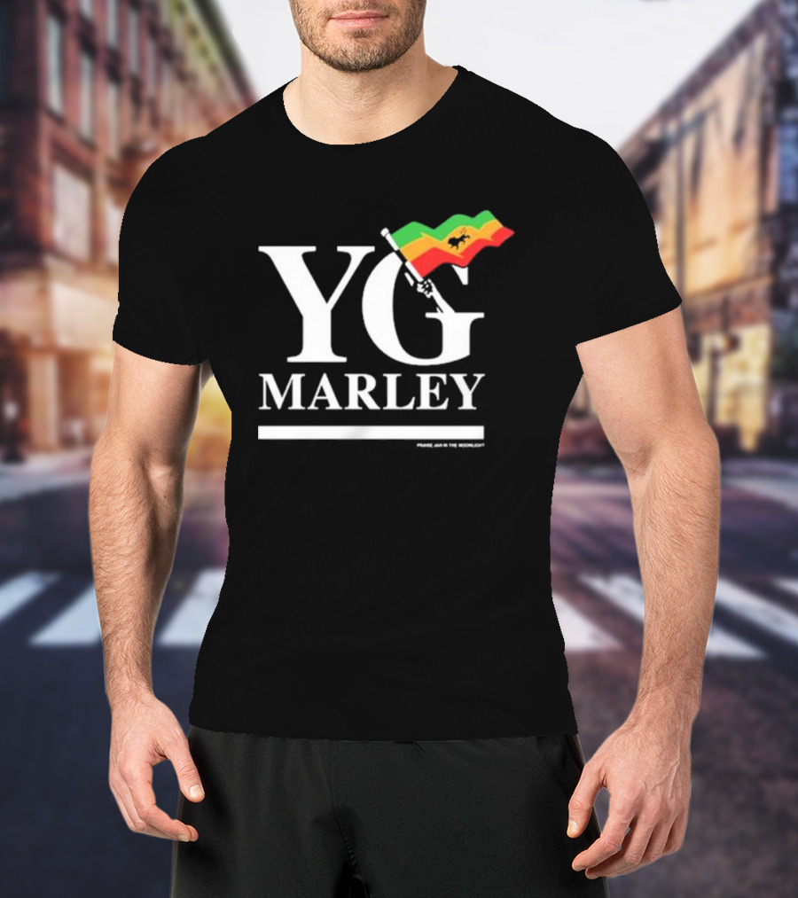 YG Marley Flag Emancipate Yourself Praise Jah In The Moonlight T-Shirt