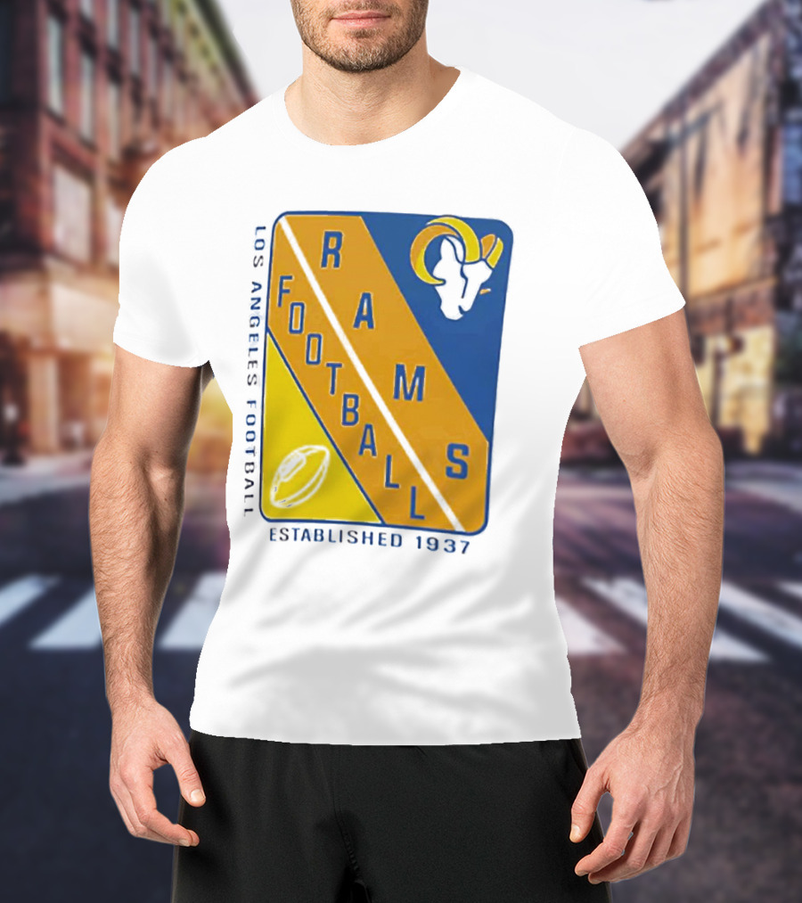 Established 1937 Los Angeles Football Rams Starter Shield Footballs T-Shirt