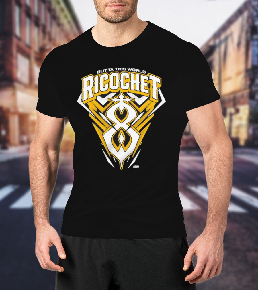 Outta This World Ricochet AEW Logo Yellow Black T-Shirt