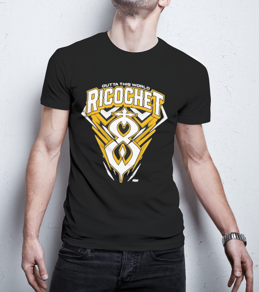 Outta This World Ricochet AEW Logo Yellow Black T-Shirt