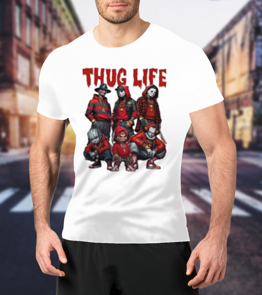 Thug Life Horror Clown Gang Red Hoodies T-Shirt