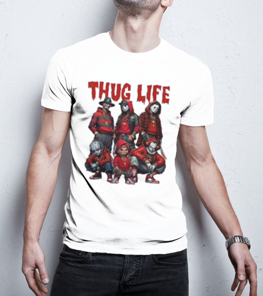 Thug Life Horror Clown Gang Red Hoodies T-Shirt