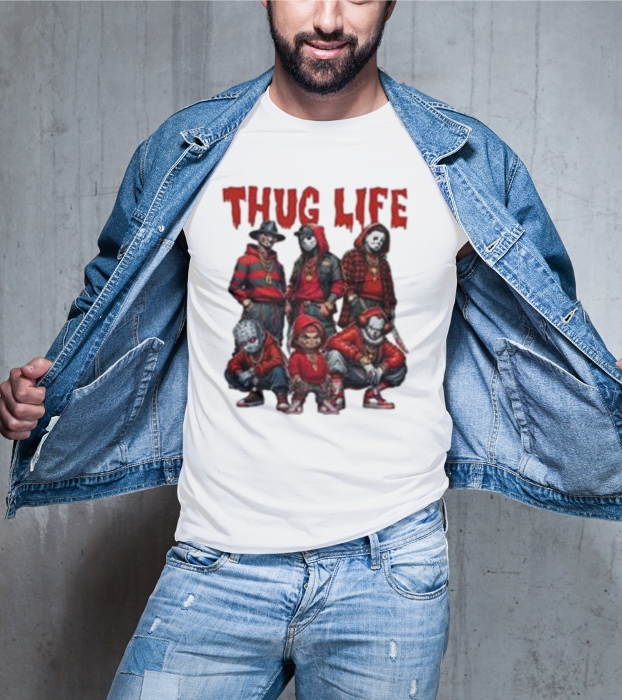 Thug Life Horror Clown Gang Red Hoodies T-Shirt