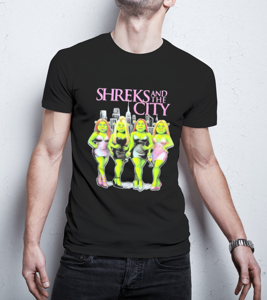 Shreks And The City Four Lady Shreks New York Skyline T-Shirt