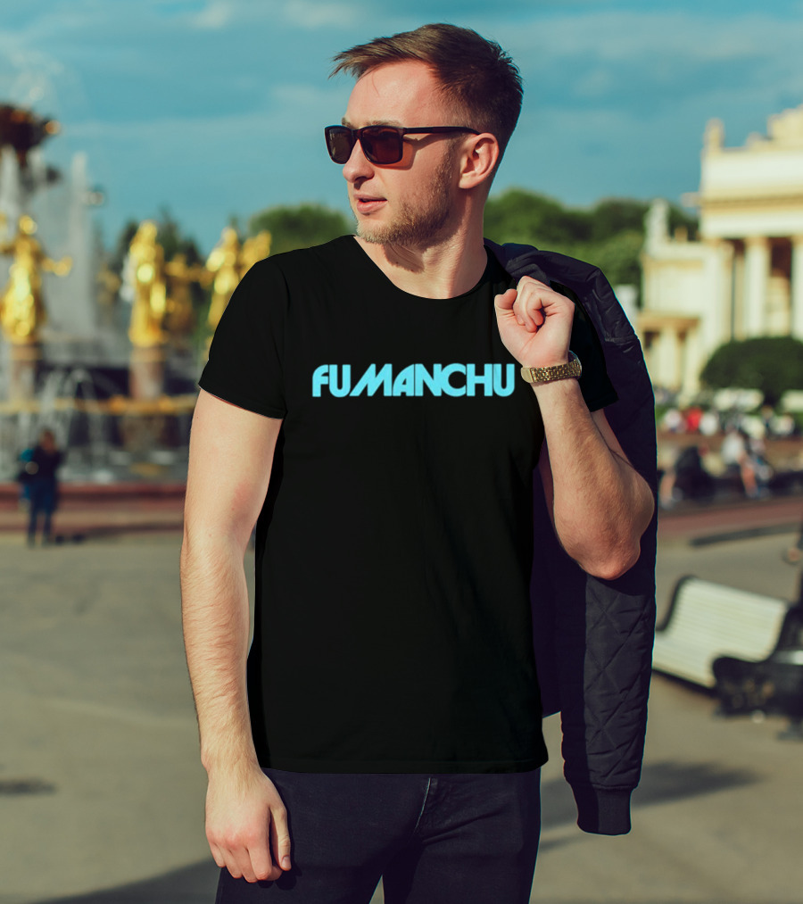 Fu Manchu The Return Of Tomorrow Retro Logo Blue Text T-Shirt