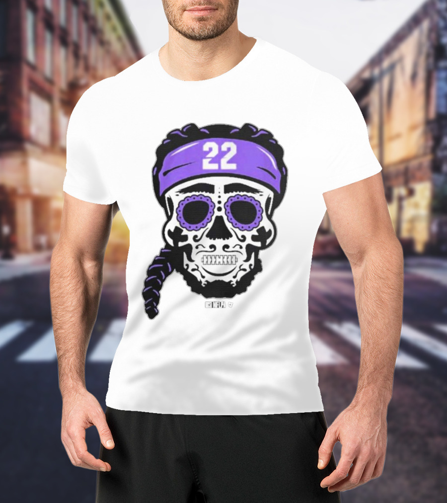 Derrick Henry 22 NFLPA Sugar Skull Baltimore Ravens Braids T-Shirt