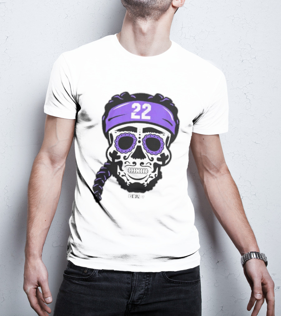 Derrick Henry 22 NFLPA Sugar Skull Baltimore Ravens Braids T-Shirt