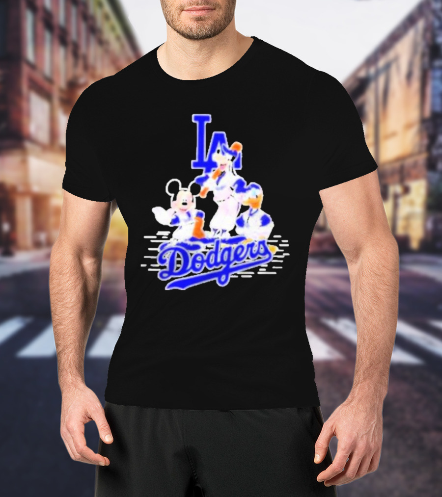 LA Dodgers Mickey And Friends Disney Baseball T-Shirt