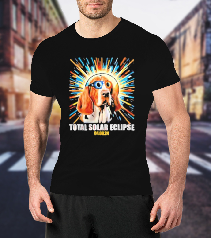 Total Solar Eclipse Dog Wearing Eclipse Glasses 04.08.24 T-Shirt