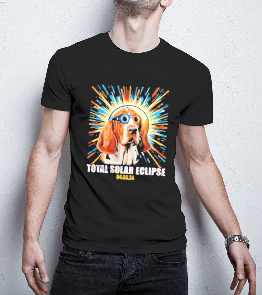 Total Solar Eclipse Dog Wearing Eclipse Glasses 04.08.24 T-Shirt