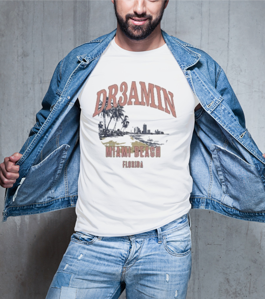 DR3AMIN Miami Beach Florida Skyline T-Shirt