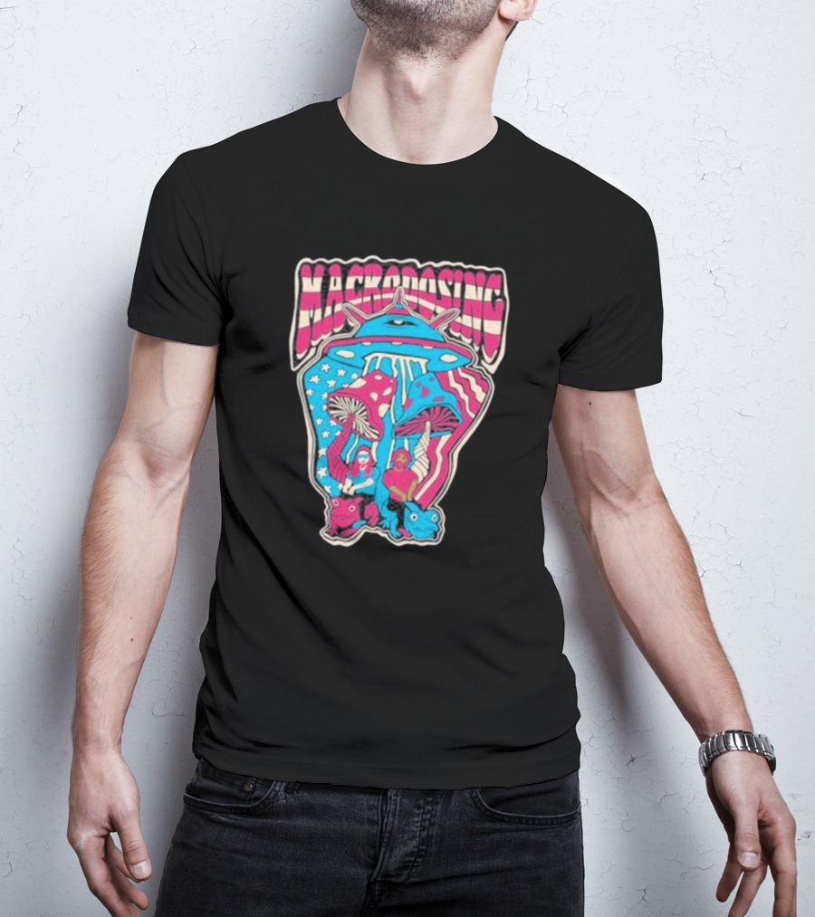Macrodosing USA Psychedelic UFO And Mushroom T-Shirt