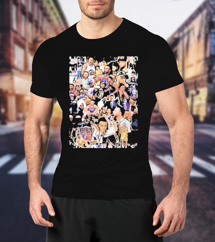 Happy Birthday Stephen Curry Basketball Court Emotions Collage T-Shirt