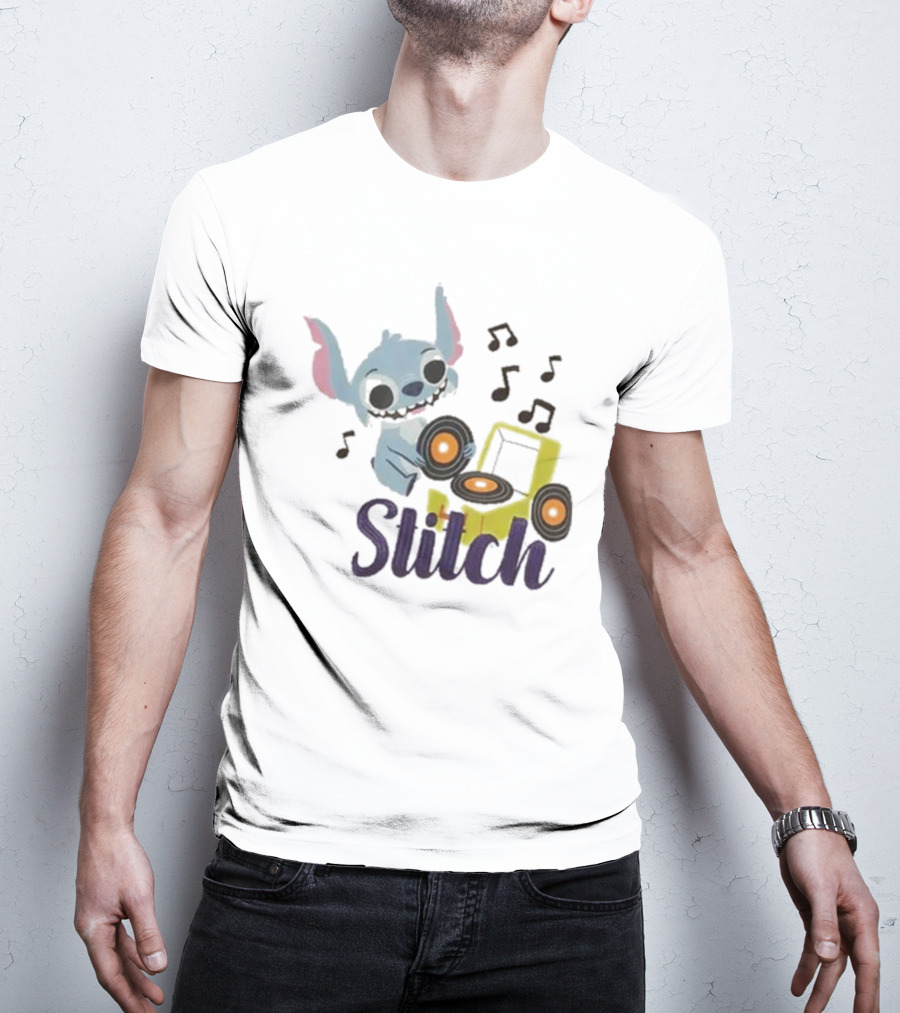Her Universe Disney Stitch Record Player Isometric Ringer T-Shirt