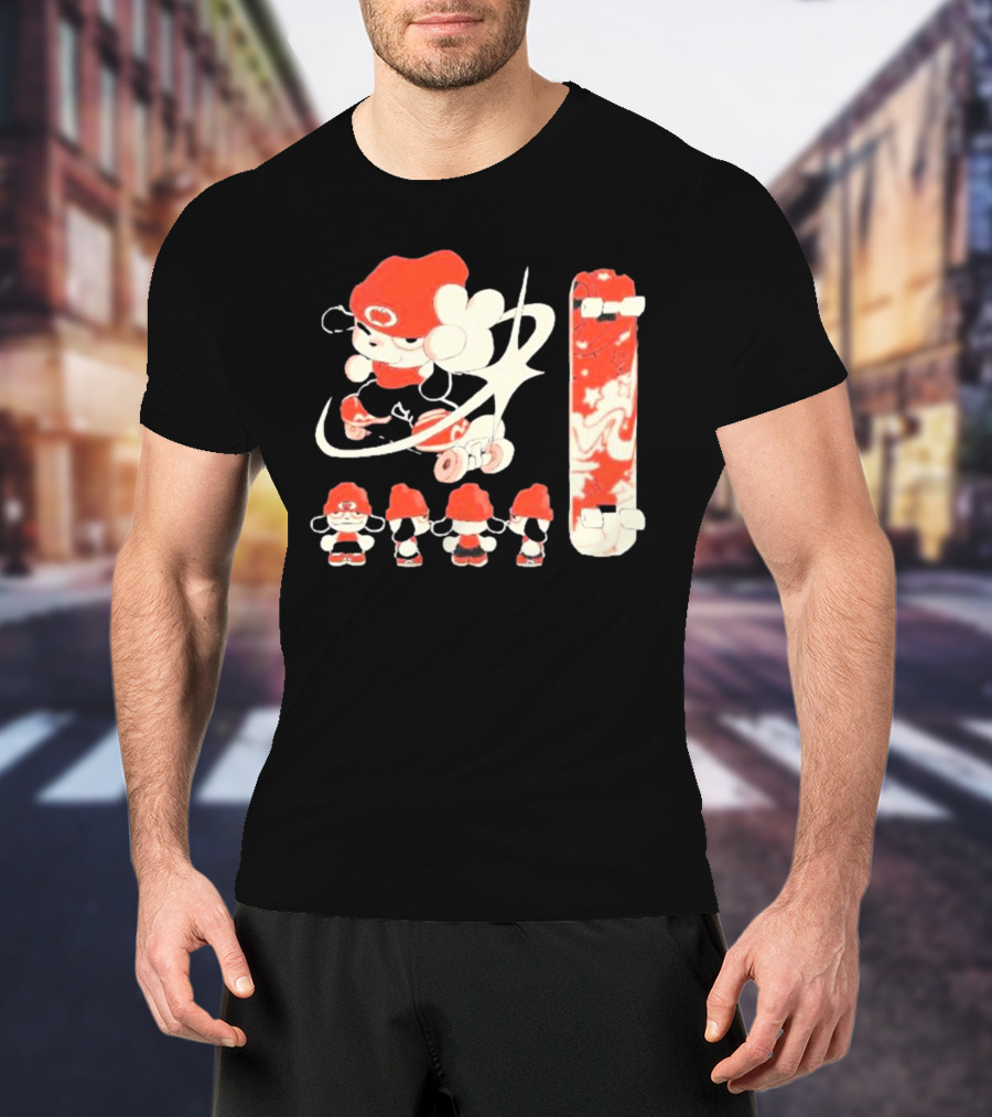 Hip Hop Dog Bryson McBee Roller Skating Skateboard Red Hat T-Shirt