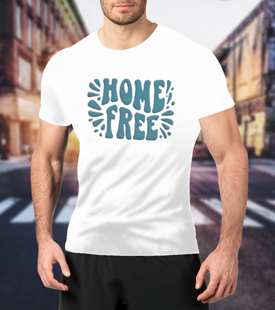 Home Free Emblem Logo Puff Text With Blue Accents T-Shirt