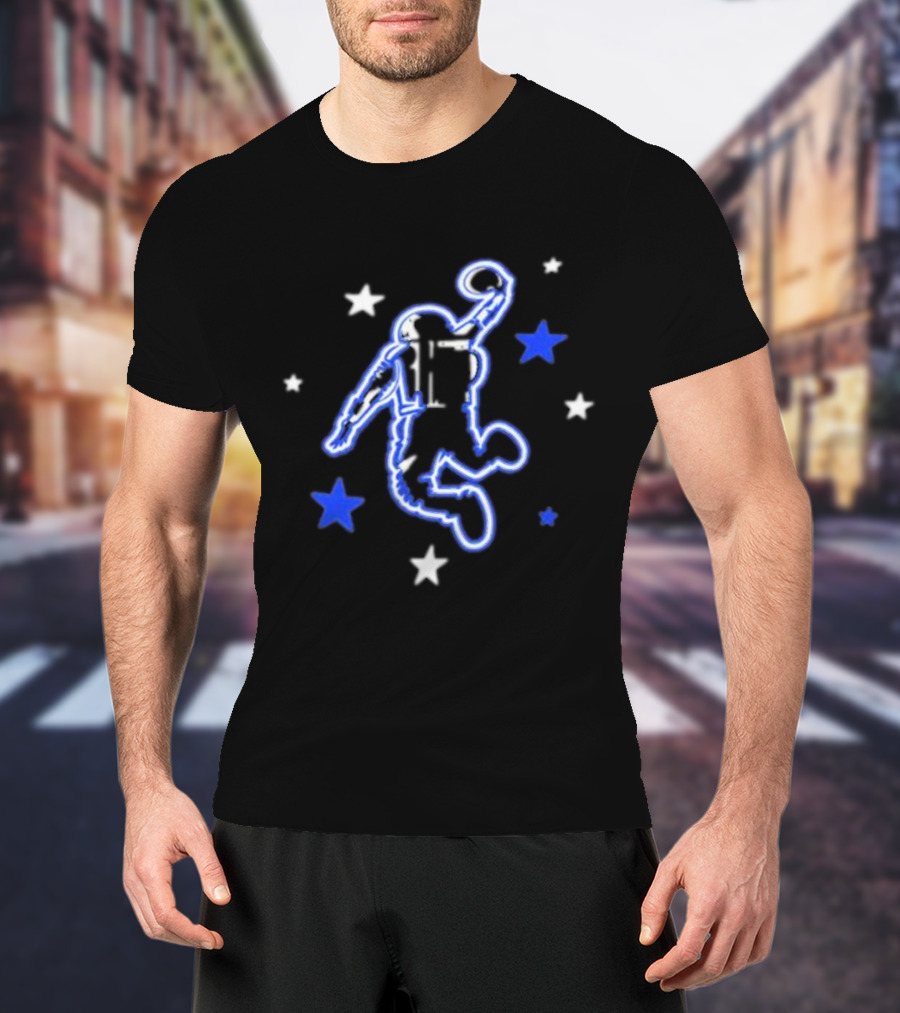Houston Rockets Hometown Heroes Astronaut Dunk With Blue And White Stars T-Shirt