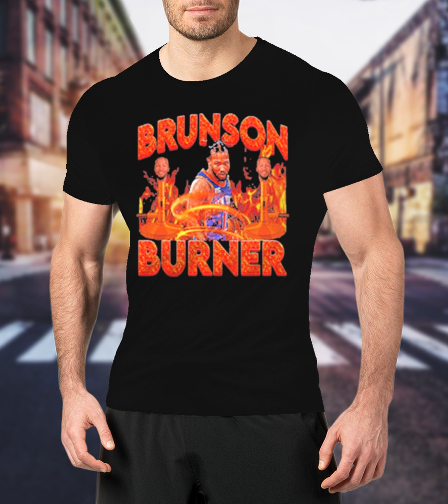 Brunson Burner Basketball Flames Iconic Player NBA T-Shirt