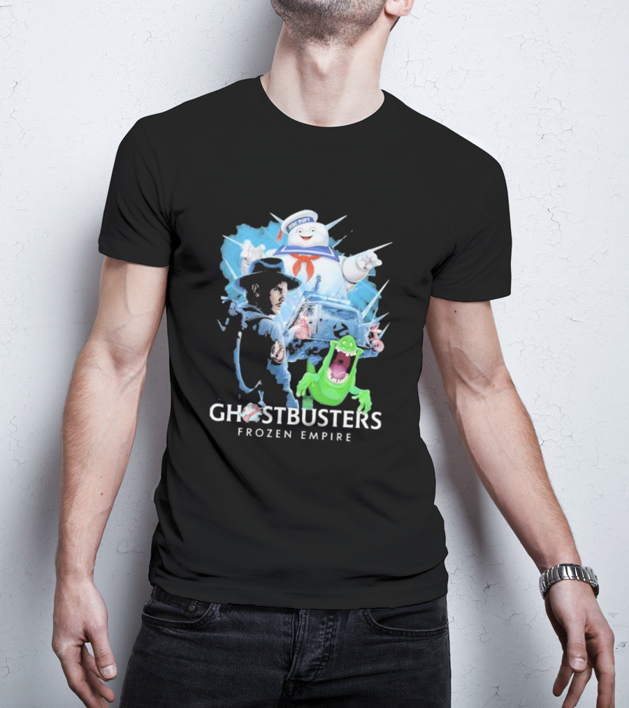 Ghostbusters Frozen Empire Stay Puft Slimer Ecto-1 T-Shirt