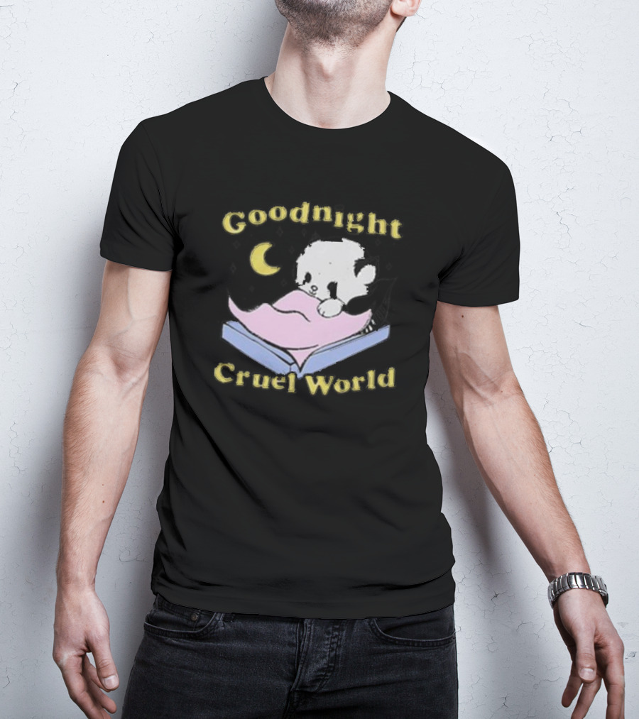 Goodnight Cruel World Moon And Bear On Open Book T-Shirt