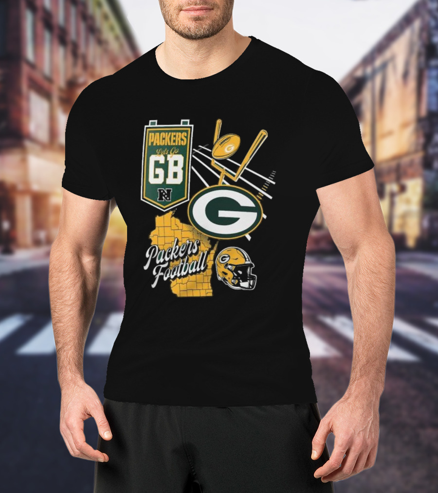 Packers Let's Go GB Football Green Bay Packers Split Zone T-Shirt