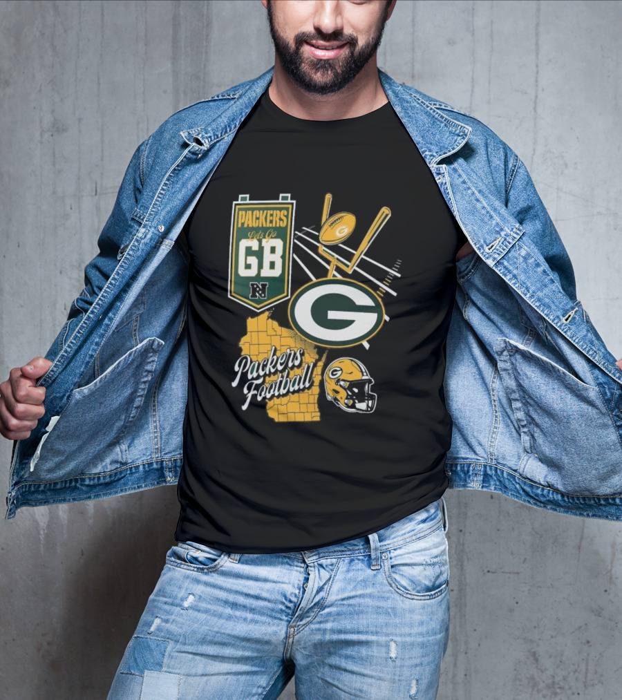 Packers Let's Go GB Football Green Bay Packers Split Zone T-Shirt