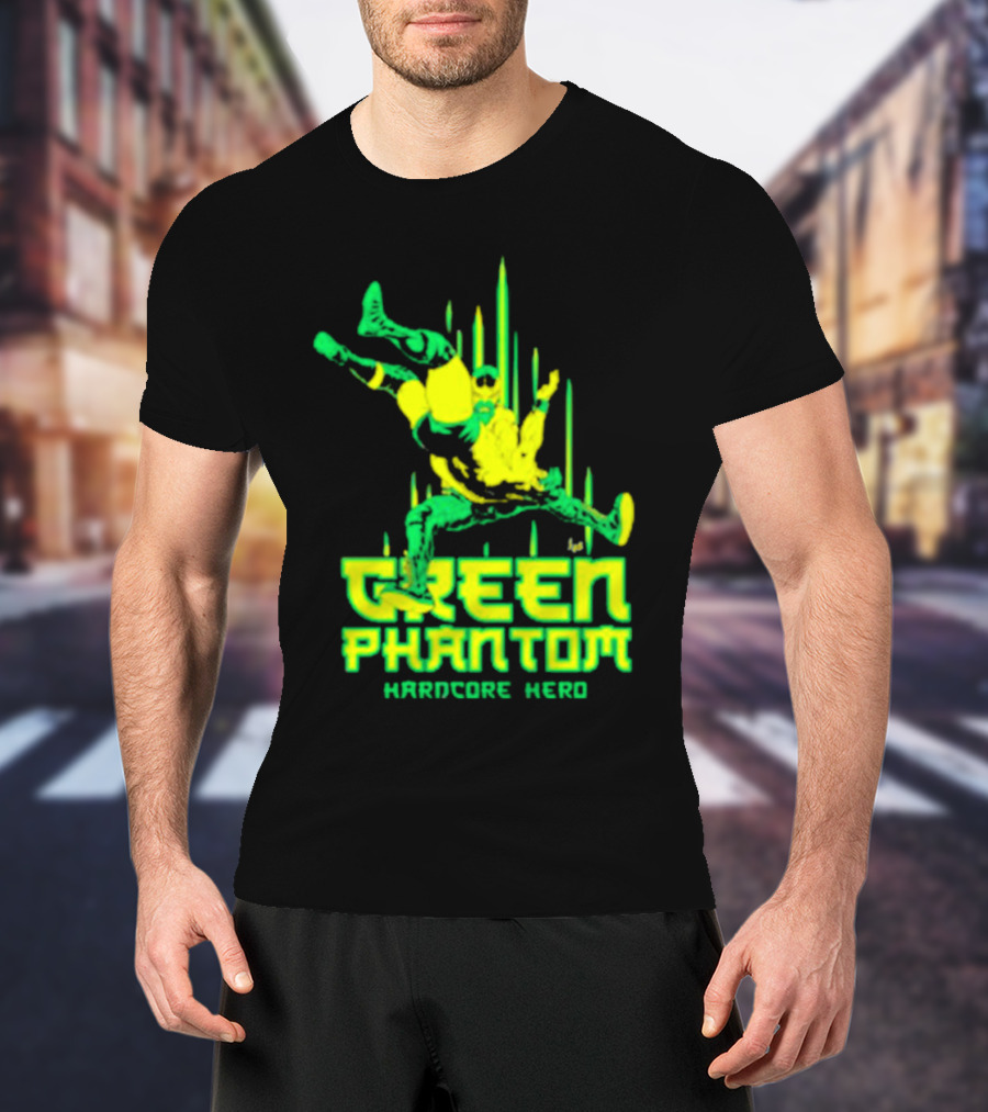 Green Phantom Hardcore Hero Wrestler Action T-Shirt