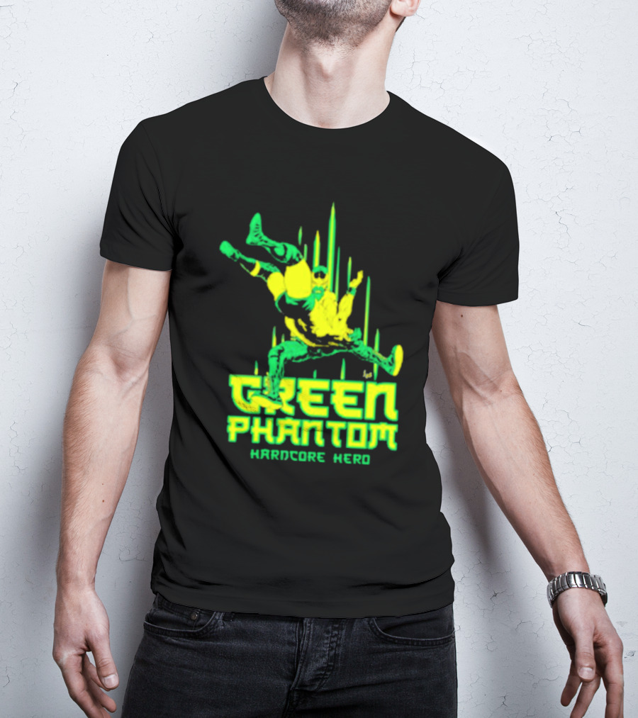 Green Phantom Hardcore Hero Wrestler Action T-Shirt
