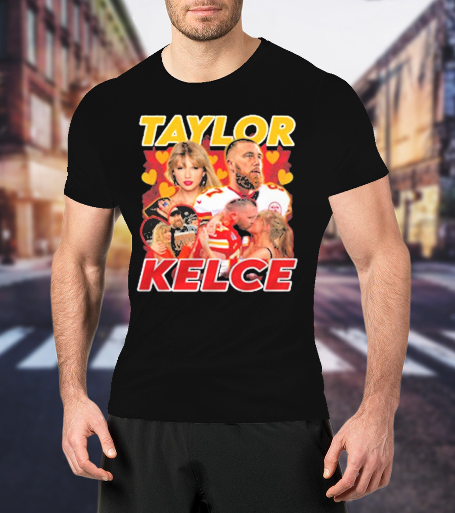 Taylor Kelce Football Love Hearts Chiefs Player Blonde Woman T-Shirt