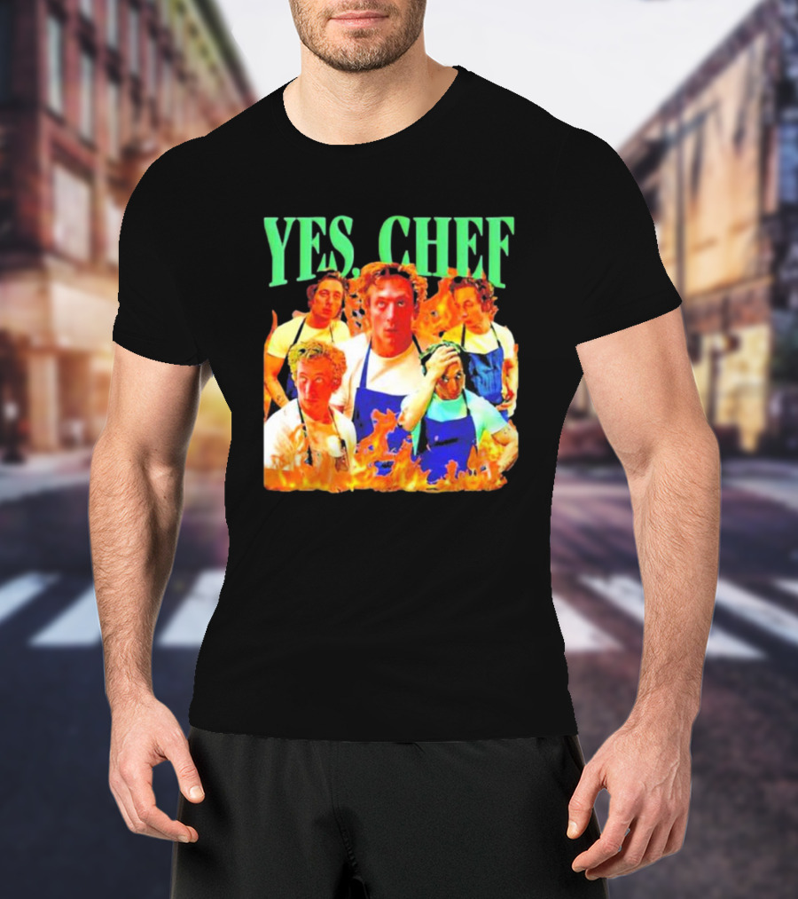 Jeremy Allen Fire Flames Yes Chef T-Shirt