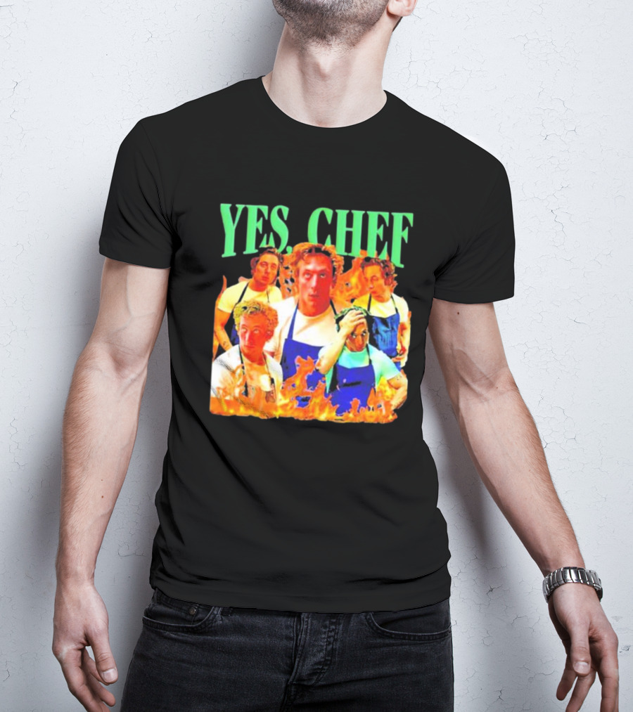 Jeremy Allen Fire Flames Yes Chef T-Shirt