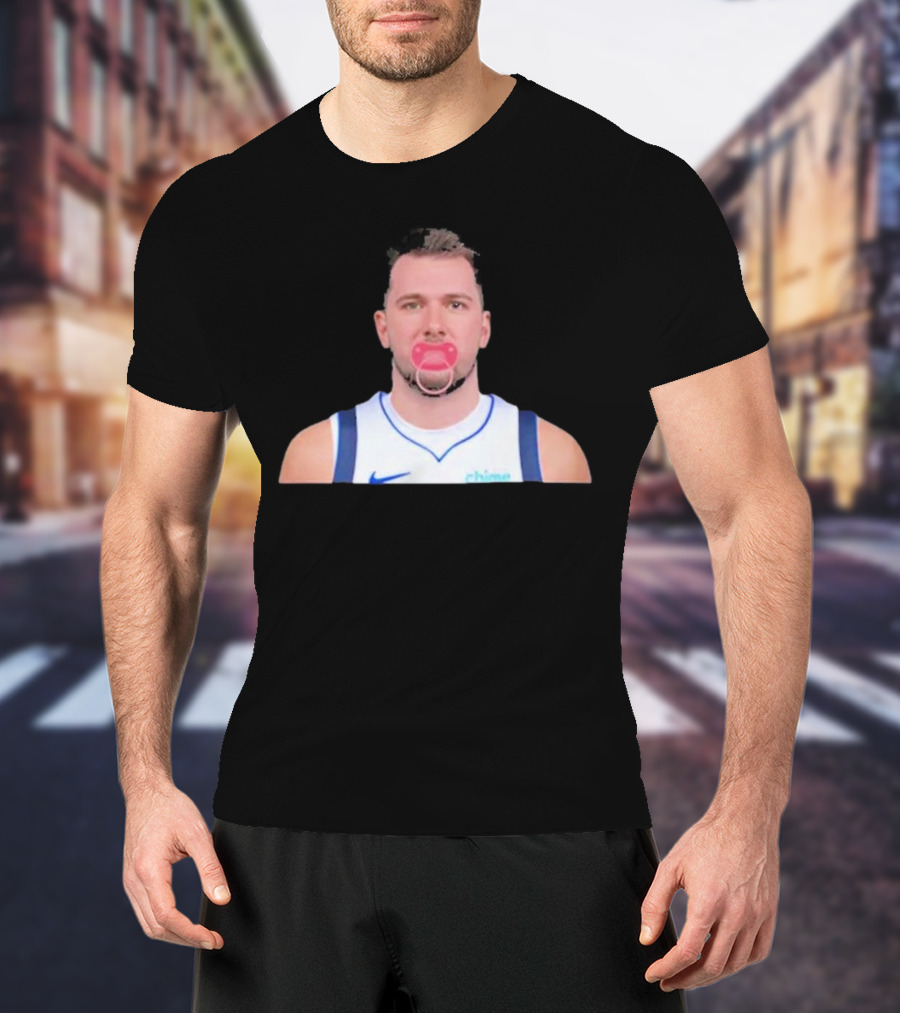 Luka Dončić Pacifier Parody Blue Jersey T-Shirt