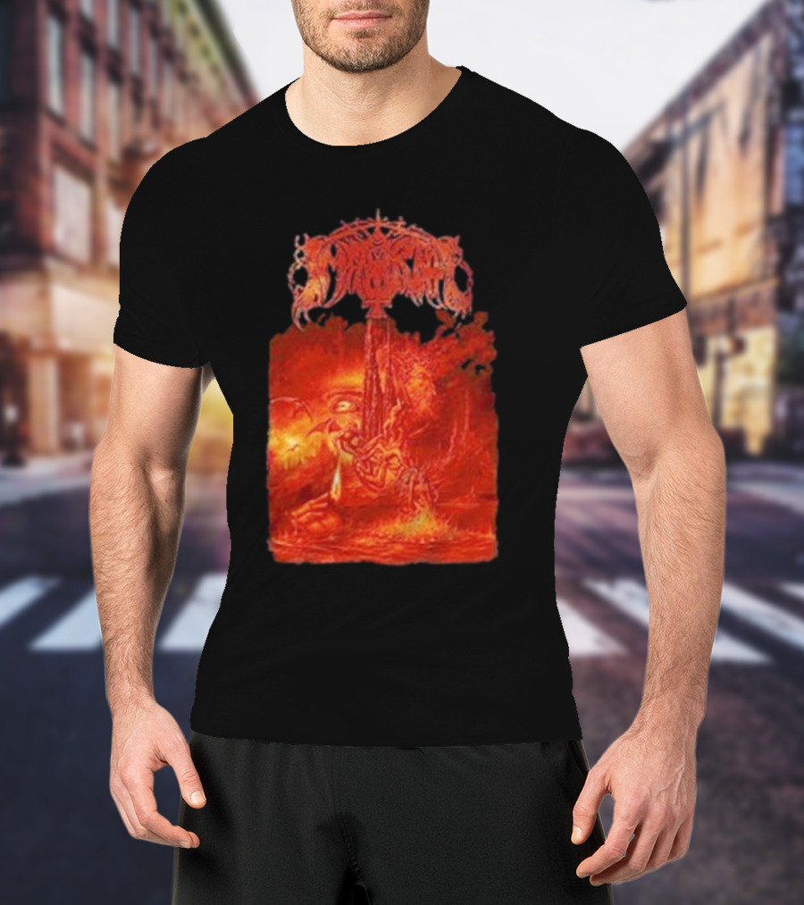 Immortal Damned In Black Fiery Red Scene T-Shirt