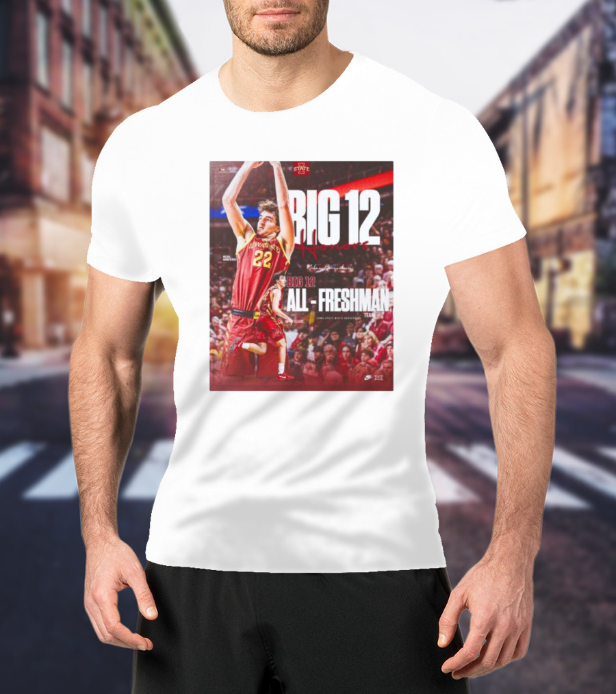 Iowa State Cyclones Men's Basketball Big 12 Honors Milan Momcilovic All Freshman Team T-Shirt