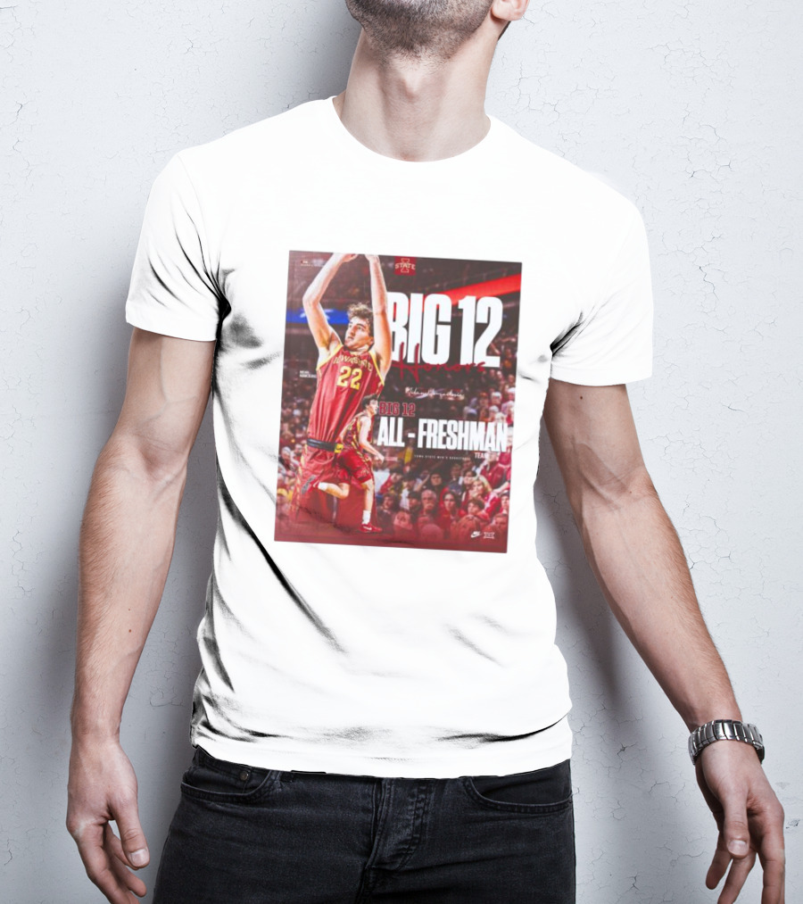 Iowa State Cyclones Men's Basketball Big 12 Honors Milan Momcilovic All Freshman Team T-Shirt