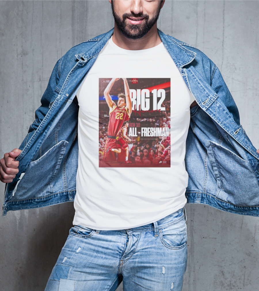 Iowa State Cyclones Men's Basketball Big 12 Honors Milan Momcilovic All Freshman Team T-Shirt