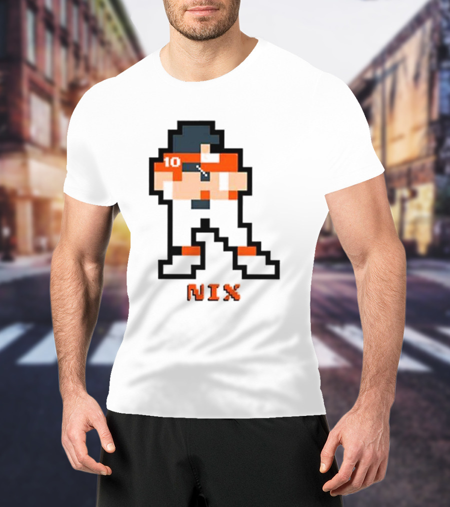 Broncos Bo Nix 8-Bit Number 10 Pixel T-Shirt