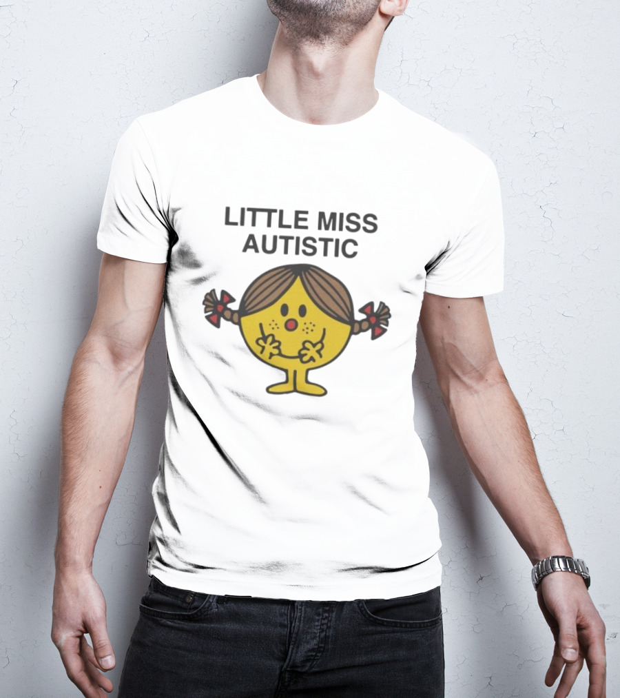Little Miss Autistic Character With Pigtails And Yellow Face T-Shirt