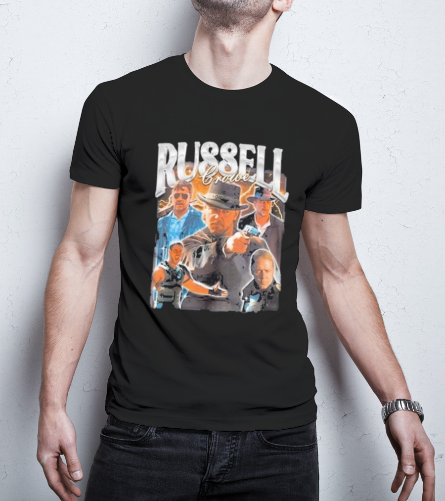 Russell Crowe Retro 90s Vintage Movie Collage T-Shirt